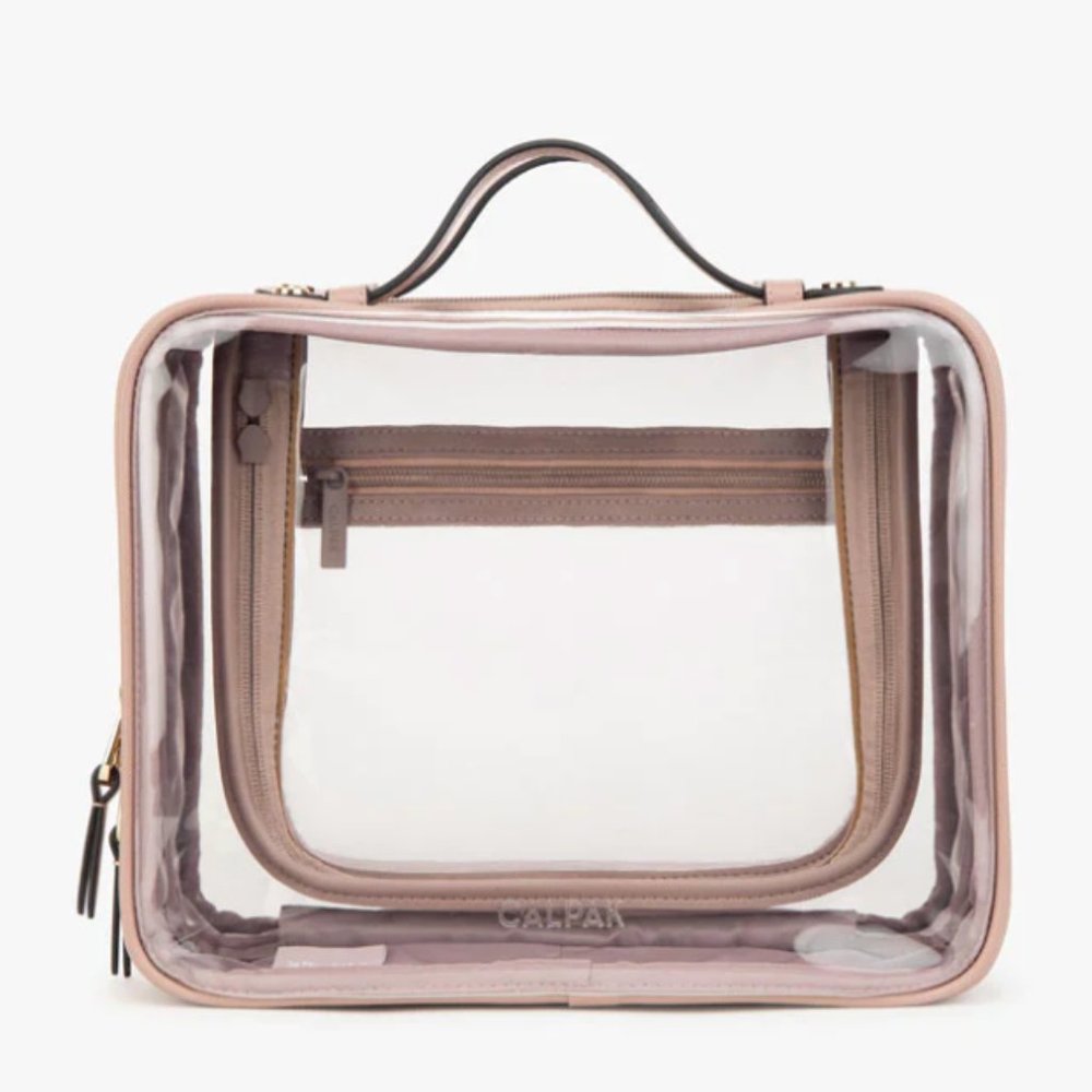 CALPAK KAYA Collection-Large Clear Cosmetics Case-STONE MAKEUP ORGANIZER TRAVEL